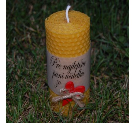 Sviečka s  venovaním - veľká s dreveným srdiečkom