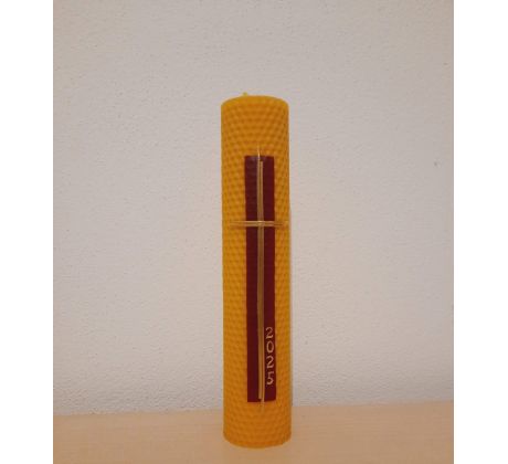 Hromničná sviečka z medzistienok s bordovým krížom